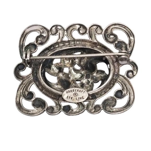 DANECRAFT VINTAGE 1940s STERLING SILVER ART NOUVEAU DESIGN BROOCH - Picture 3 of 4